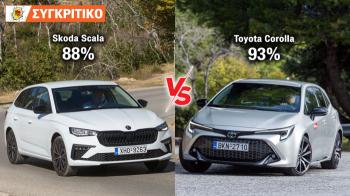 Συγκρίνουμε το Toyota Corolla 140 PS με το Skoda Scala 116 PS και τα βαθμολογούμε.